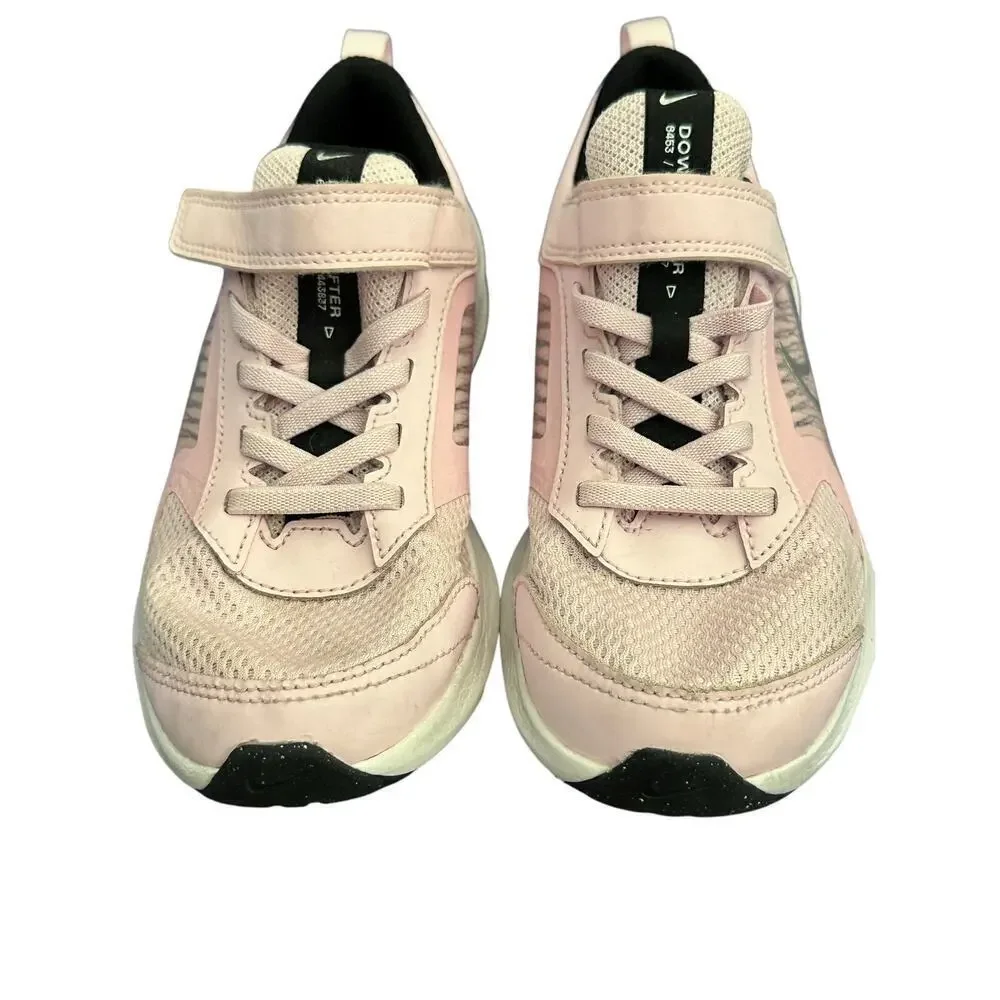 Nike Baby Girls' Pink Silver Logo Downshifter Toddler Strap On Shoes Size 1Y